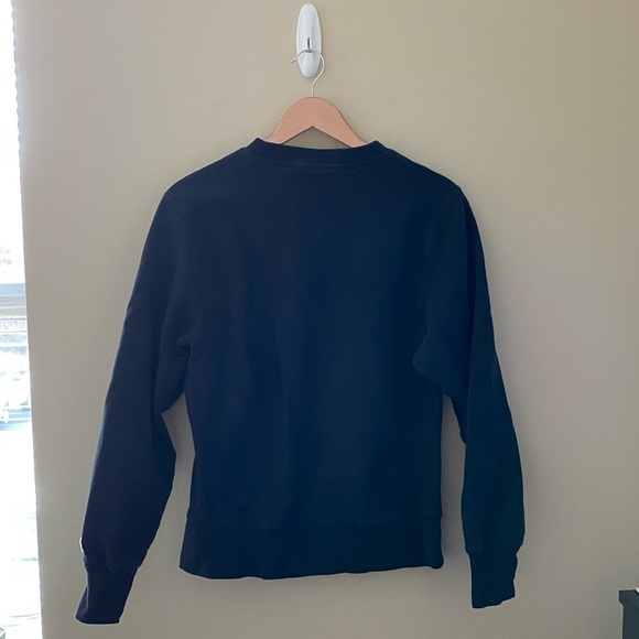 Women’s PINK Victoria’s Secret Black Thick Embroidered Crewneck Sweatshirt Sz S - Picture 2 of 4